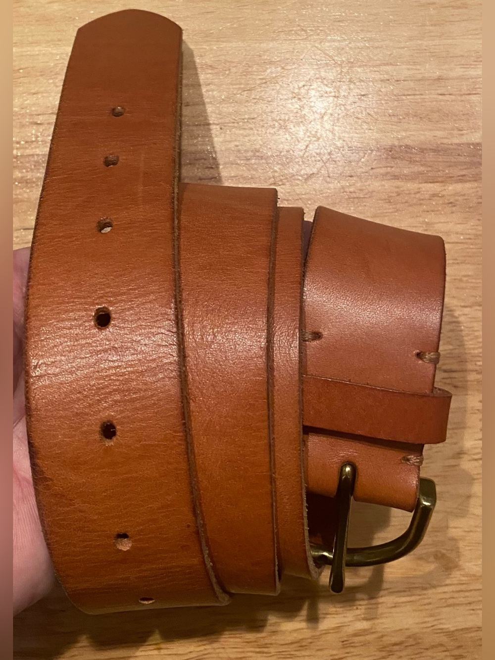 American Eagle Women’s Genuine Leather Belt M/L Cognac Brown Gold Buckle